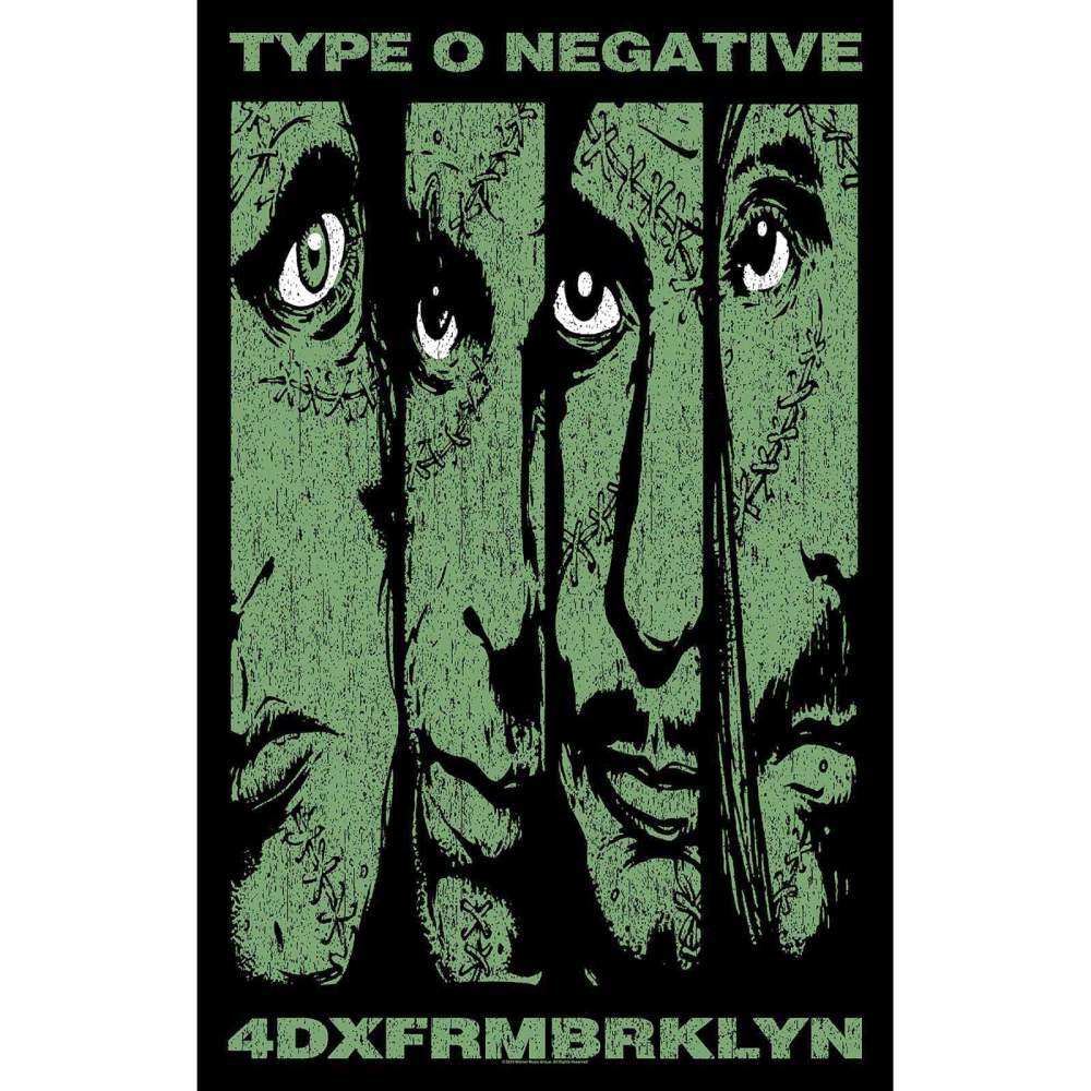 Type O Negative - 4DXFRMBRKLYN Textiel Poster - Zwart/Groen